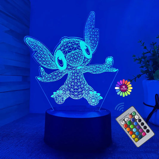 3D Illusion Stitch Night Light – Remote Control &amp; Smart Touch LED Lamp